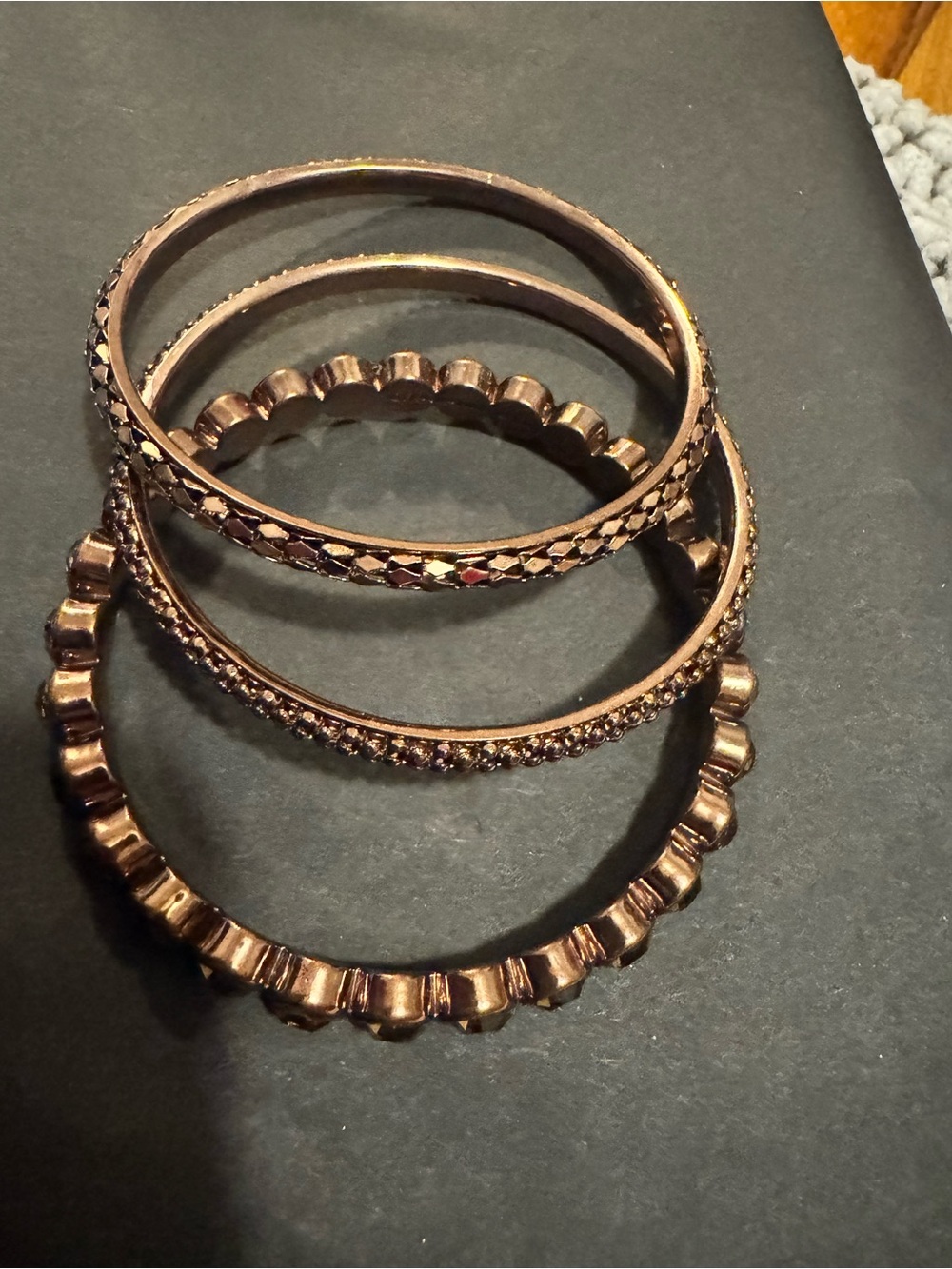 Stackable Metallic Rose Gold Bangle Bracelet Set - Women Jewelry